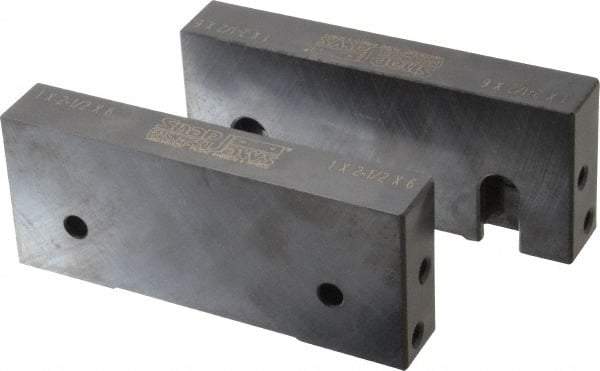 Snap Jaws - 6" Wide x 2-1/2" High x 1" Thick, Flat/No Step Vise Jaw - Soft, Steel, Fixed Jaw, Compatible with 6" Vises - Top Tool & Supply