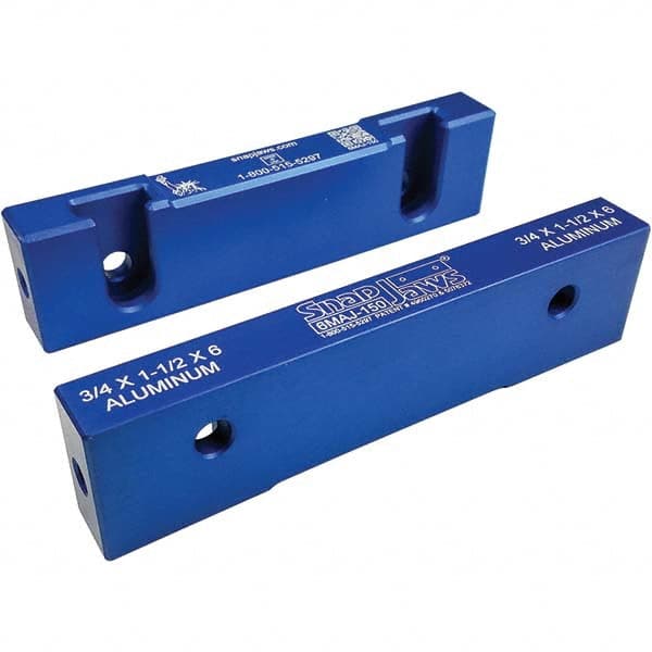 Snap Jaws - 6" Wide x 1-1/2" High x 3/4" Thick, Flat/No Step Vise Jaw - Top Tool & Supply