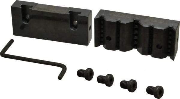 Snap Jaws - 4" Wide x 1-3/4" High x 1" Thick, V-Groove Vise Jaw - Steel, Fixed Jaw, Compatible with 4" Vises - Top Tool & Supply