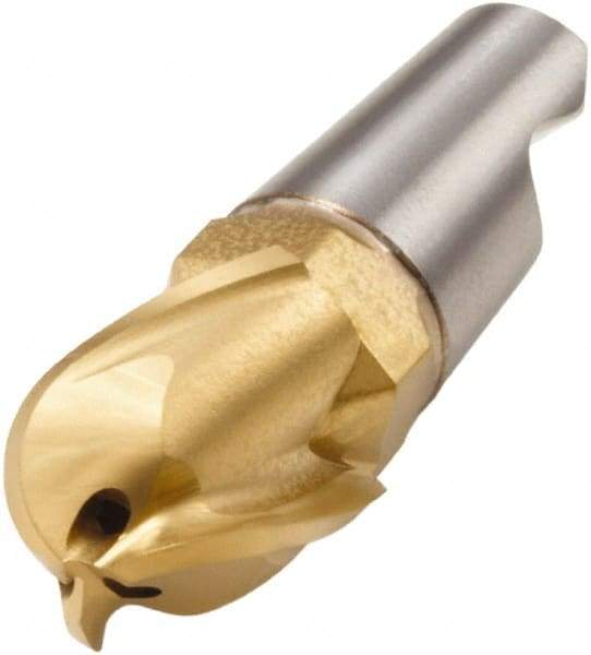 Seco - MM16 M06 Grade F40M Carbide End Milling Tip Insert - TiAlN/TiN Finish, 3 Flutes, 0.787" Cutting Diam, 0.59" Depth of Cut, 0.793" Extension, 0.394" Cnr Rad - Top Tool & Supply