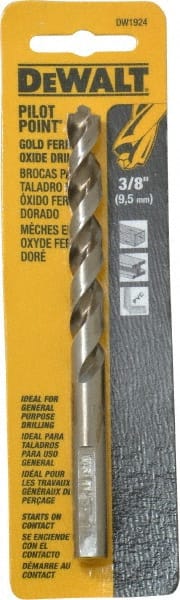 Mechanics Drill Bit: 3/8″ Dia, 135 ™, Cobalt, Straight-Cylindrical Shank, Pilot Point Bright/Uncoated Finish, 5″ OAL, RH Cut