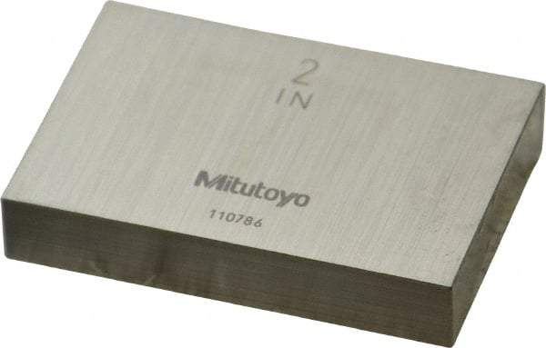 Mitutoyo - 2" Rectangular Steel Gage Block - Accuracy Grade AS-1, Includes Certificate of Inspection - Top Tool & Supply