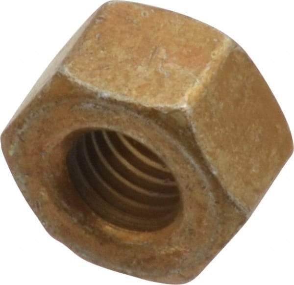 Value Collection - 1/4-28 UNF Steel Right Hand Hex Nut - 7/16" Across Flats, 0.264" High, Zinc Yellow Dichromate Cad & Waxed Finish - Top Tool & Supply