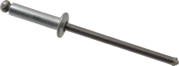 Marson - Button Head Steel Open End Blind Rivet - Steel Mandrel, 0.313" to 3/8" Grip, 1/4" Head Diam, 0.129" to 0.133" Hole Diam, 0.525" Length Under Head, 1/8" Body Diam - Top Tool & Supply