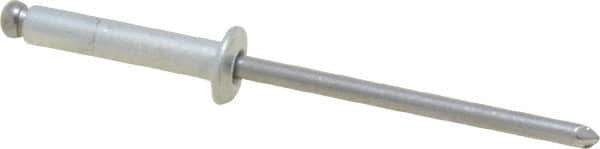 Marson - Button Head Steel Open End Blind Rivet - Steel Mandrel, 0.376" to 1/2" Grip, 1/4" Head Diam, 0.129" to 0.133" Hole Diam, 0.65" Length Under Head, 1/8" Body Diam - Top Tool & Supply