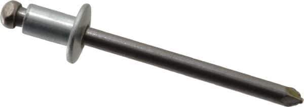 Marson - Button Head Steel Open End Blind Rivet - Steel Mandrel, 0.032" to 1/8" Grip, 3/8" Head Diam, 0.192" to 0.196" Hole Diam, 0.187" Length Under Head, 3/16" Body Diam - Top Tool & Supply