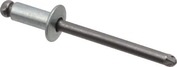 Marson - Button Head Steel Open End Blind Rivet - Steel Mandrel, 0.188" to 1/4" Grip, 3/8" Head Diam, 0.192" to 0.196" Hole Diam, 0.45" Length Under Head, 3/16" Body Diam - Top Tool & Supply