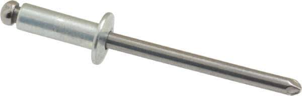 Marson - Button Head Steel Open End Blind Rivet - Steel Mandrel, 0.313" to 3/8" Grip, 3/8" Head Diam, 0.192" to 0.196" Hole Diam, 0.575" Length Under Head, 3/16" Body Diam - Top Tool & Supply