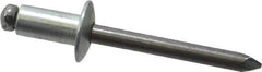 Marson - Button Head Steel Open End Blind Rivet - Steel Mandrel, 0.126" to 1/4" Grip, 1/2" Head Diam, 0.257" to 0.261" Hole Diam, 1/2" Length Under Head, 1/4" Body Diam - Top Tool & Supply