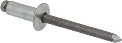 Marson - Button Head Steel Open End Blind Rivet - Steel Mandrel, 0.251" to 3/8" Grip, 1/2" Head Diam, 0.257" to 0.261" Hole Diam, 5/8" Length Under Head, 1/4" Body Diam - Top Tool & Supply