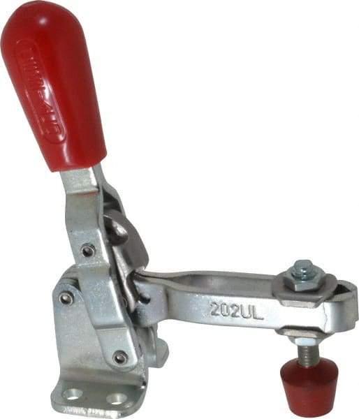 De-Sta-Co - 200 Lb Holding Capacity, Vertical Handle, Manual Hold Down Toggle Clamp - 65° Handle Movement, 105° Bar Opening, U-Bar, Flanged Base, Electro-Plated Zinc, Carbon Steel - Top Tool & Supply