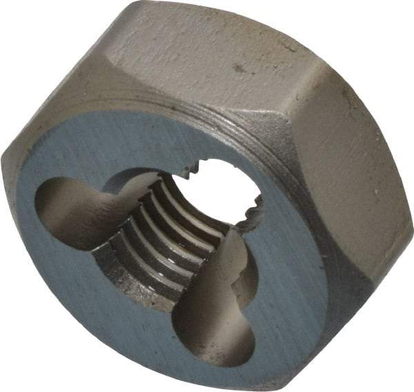 Irwin Hanson - 5/16-24 UNF Thread, 11/16" Hex, Right Hand Thread, Hex Rethreading Die - Carbon Steel, 5/16" Thick - Exact Industrial Supply