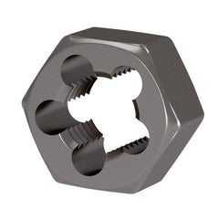 Irwin Hanson - 1-8 UNC Thread, 1-13/16" Hex, Right Hand Thread, Hex Rethreading Die - Carbon Steel, 1" Thick - Exact Industrial Supply