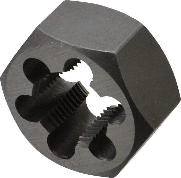 Interstate - M20x1.50 Metric Fine Thread, 1-7/16" Hex, Right Hand Thread, Hex Rethreading Die - Carbon Steel, 3/4" Thick - Exact Industrial Supply