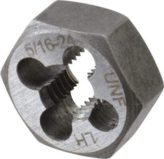 Interstate - 5/16-24 UNF Thread, 11/16" Hex, Left Hand Thread, Hex Rethreading Die - Carbon Steel, 5/16" Thick - Exact Industrial Supply