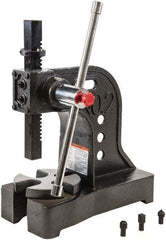 Palmgren - 1-1/4" Ram, 5-15/16" Throat Depth, 2 Ton Manual Arbor Press - 8" Max Work Height x 11-7/8" Max Work Width, Single Leverage, 6-1/2" Base Width x 16" Base Depth - Top Tool & Supply