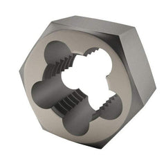 Interstate - 1/2-13 UNC Thread, 1-1/16" Hex, Right Hand Thread, Hex Rethreading Die - High Speed Steel, 1/2" Thick - Exact Industrial Supply