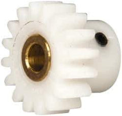 Made in USA - 24 Pitch, 0.667" Pitch Diam, 3/4" OD, 16 Tooth Spur Gear - 1/4" Face Width, 3/16" Bore Diam, 31/64" Hub Diam, 20° Pressure Angle, Acetal - Top Tool & Supply