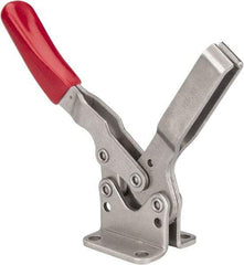 De-Sta-Co - 850 Lb Holding Capacity, Horizontal Handle, Manual Hold Down Toggle Clamp - 70° Handle Movement, 92° Bar Opening, U-Bar, Flanged Base, Electro-Plated Zinc, Stainless Steel - Top Tool & Supply