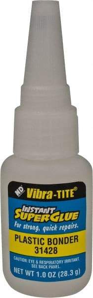 Vibra-Tite - 1 oz Bottle Clear Instant Adhesive - 20 sec Fixture Time, Bonds to Plastic - Top Tool & Supply