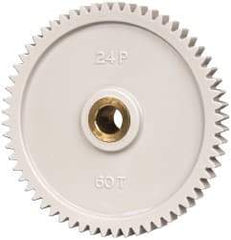 Made in USA - 24 Pitch, 2-1/2" Pitch Diam, 2.583" OD, 60 Tooth Spur Gear - 1/4" Face Width, 5/16" Bore Diam, 43/64" Hub Diam, 20° Pressure Angle, Acetal - Top Tool & Supply