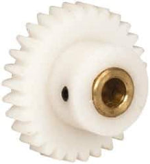 Made in USA - 32 Pitch, 15/16" Pitch Diam, 1" OD, 30 Tooth Spur Gear - 3/16" Face Width, 3/16" Bore Diam, 9/16" Hub Diam, 20° Pressure Angle, Acetal - Top Tool & Supply