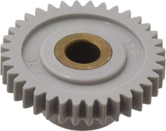 Made in USA - 32 Pitch, 1-1/8" Pitch Diam, 1-3/16" OD, 36 Tooth Spur Gear - 3/16" Face Width, 1/4" Bore Diam, 39/64" Hub Diam, 20° Pressure Angle, Acetal - Top Tool & Supply