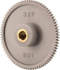 Made in USA - 32 Pitch, 2-1/2" Pitch Diam, 2-9/16" OD, 80 Tooth Spur Gear - 3/16" Face Width, 5/16" Bore Diam, 13/16" Hub Diam, 20° Pressure Angle, Acetal - Top Tool & Supply