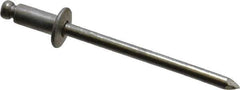 Marson - Button Head Aluminum Open End Blind Rivet - Aluminum Mandrel, 0.032" to 1/8" Grip, 1/4" Head Diam, 0.129" to 0.133" Hole Diam, 0.275" Length Under Head, 1/8" Body Diam - Top Tool & Supply