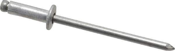 Marson - Button Head Aluminum Open End Blind Rivet - Aluminum Mandrel, 0.188" to 1/4" Grip, 1/4" Head Diam, 0.129" to 0.133" Hole Diam, 0.4" Length Under Head, 1/8" Body Diam - Top Tool & Supply