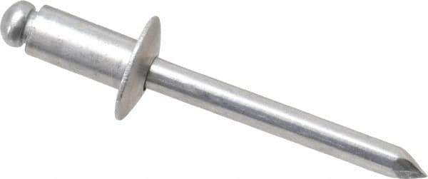 Marson - Button Head Aluminum Open End Blind Rivet - Aluminum Mandrel, 0.126" to 1/4" Grip, 1/2" Head Diam, 0.257" to 0.261" Hole Diam, 1/2" Length Under Head, 1/4" Body Diam - Top Tool & Supply