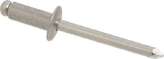 Marson - Button Head Aluminum Open End Blind Rivet - Aluminum Mandrel, 0.251" to 3/8" Grip, 1/2" Head Diam, 0.257" to 0.261" Hole Diam, 5/8" Length Under Head, 1/4" Body Diam - Top Tool & Supply