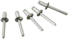 Marson - Button Head Stainless Steel Open End Blind Rivet - Stainless Steel Mandrel, 5/16" to 3/8" Grip, 1/4" Head Diam, 0.129" to 0.133" Hole Diam, 0.525" Length Under Head, 1/8" Body Diam - Top Tool & Supply