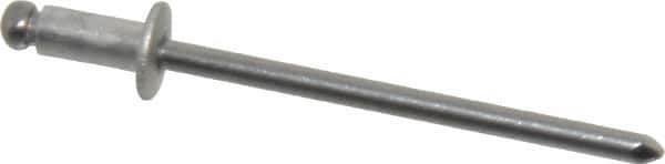 Marson - Button Head Aluminum Open End Blind Rivet - Steel Mandrel, 1/32" to 1/8" Grip, 1/4" Head Diam, 0.129" to 0.133" Hole Diam, 0.275" Length Under Head, 1/8" Body Diam - Top Tool & Supply