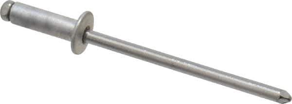 Marson - Button Head Aluminum Open End Blind Rivet - Steel Mandrel, 3/16" to 1/4" Grip, 1/4" Head Diam, 0.129" to 0.133" Hole Diam, 0.4" Length Under Head, 1/8" Body Diam - Top Tool & Supply