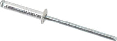 Marson - Button Head Aluminum Open End Blind Rivet - Steel Mandrel, 0.376" to 1/2" Grip, 1/4" Head Diam, 0.129" to 0.133" Hole Diam, 0.65" Length Under Head, 1/8" Body Diam - Top Tool & Supply