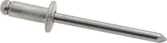 Marson - Button Head Aluminum Open End Blind Rivet - Steel Mandrel, 3/16" to 1/4" Grip, 3/8" Head Diam, 0.192" to 0.196" Hole Diam, 0.45" Length Under Head, 3/16" Body Diam - Top Tool & Supply