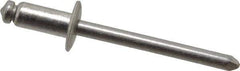 Marson - Button Head Stainless Steel Open End Blind Rivet - Stainless Steel Mandrel, 3/16" to 1/4" Grip, 3/8" Head Diam, 0.192" to 0.196" Hole Diam, 0.45" Length Under Head, 3/16" Body Diam - Top Tool & Supply