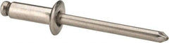 Marson - Button Head Stainless Steel Open End Blind Rivet - Stainless Steel Mandrel, 5/16" to 3/8" Grip, 3/8" Head Diam, 0.192" to 0.196" Hole Diam, 0.575" Length Under Head, 3/16" Body Diam - Top Tool & Supply