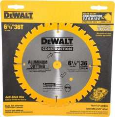 DeWALT - 6-1/2" Diam, 5/8" Arbor Hole Diam, 36 Tooth Wet & Dry Cut Saw Blade - Carbide-Tipped, Standard Round Arbor - Top Tool & Supply