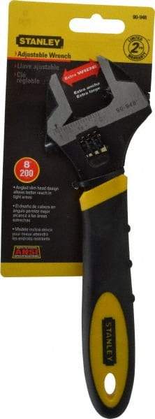 Stanley - 1-1/8" Jaw Capacity, 8" Standard Adjustable Wrench - Chrome Vanadium Steel, Black Finish, 8-1/2" OAL - Top Tool & Supply