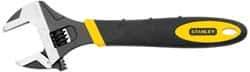 Stanley - 1-3/8" Jaw Capacity, 10" Standard Adjustable Wrench - Chrome Vanadium Steel, Black Finish, 10-1/2" OAL - Top Tool & Supply