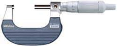 Mitutoyo - 25 to 50mm Range, 0.01mm Graduation, Mechanical Outside Micrometer - Ratchet Stop Thimble, Accurate to 0.0001" - Top Tool & Supply