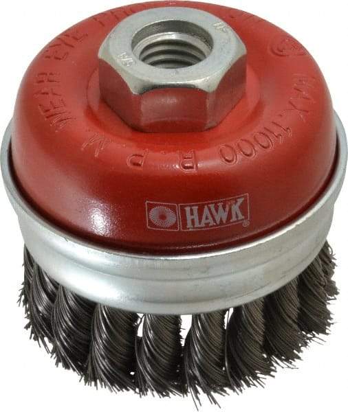 Value Collection - 3" Diam, 5/8-11 Threaded Arbor, Steel Fill Cup Brush - 0.0137 Wire Diam, 11,000 Max RPM - Top Tool & Supply