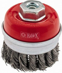 Value Collection - 3" Diam, M10x1.50 Threaded Arbor, Steel Fill Cup Brush - 0.02 Wire Diam, 11,000 Max RPM - Top Tool & Supply