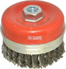 Value Collection - 4" Diam, 5/8-11 Threaded Arbor, Steel Fill Cup Brush - 0.0314 Wire Diam, 8,500 Max RPM - Top Tool & Supply