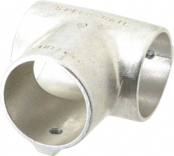 Hollaender - 2" Pipe, 90° Three Socket Tee, Aluminum Alloy Tee Pipe Rail Fitting - Bright Finish - Top Tool & Supply