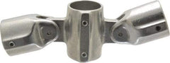 Hollaender - 1-1/2" Pipe, Adjustable Cross Assembly, Aluminum Alloy Cross Pipe Rail Fitting - Bright Finish - Top Tool & Supply