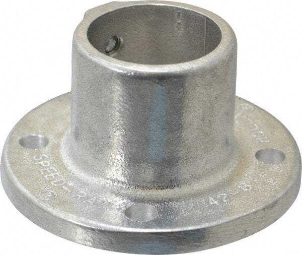 Hollaender - 1-1/2" Pipe, Base Flange, Aluminum Alloy Flange Pipe Rail Fitting - Bright Finish - Top Tool & Supply