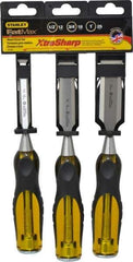 Stanley - 3 Piece Wood Chisel Set - 9" OAL, Sizes Included 1/2 to 1" - Top Tool & Supply